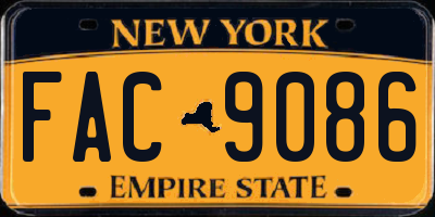 NY license plate FAC9086