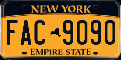 NY license plate FAC9090