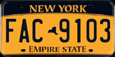 NY license plate FAC9103