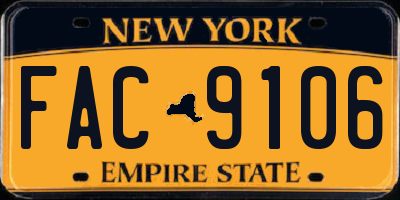 NY license plate FAC9106