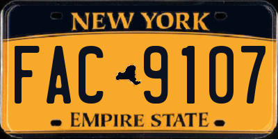 NY license plate FAC9107