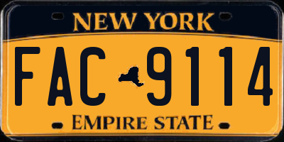 NY license plate FAC9114