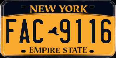 NY license plate FAC9116