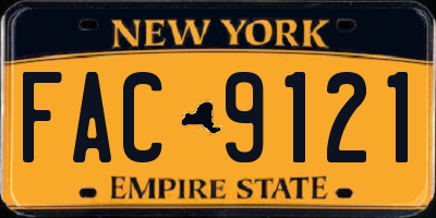 NY license plate FAC9121