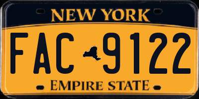NY license plate FAC9122