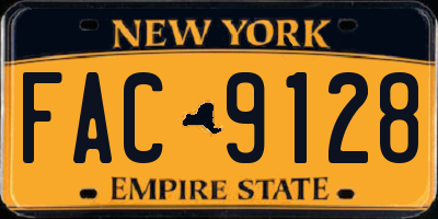 NY license plate FAC9128