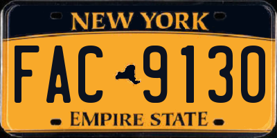 NY license plate FAC9130