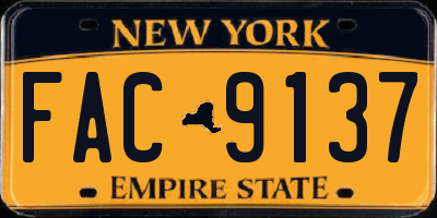 NY license plate FAC9137