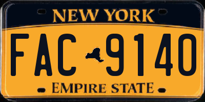 NY license plate FAC9140