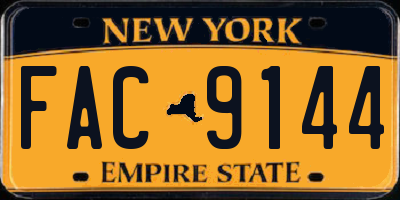 NY license plate FAC9144