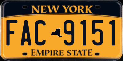 NY license plate FAC9151