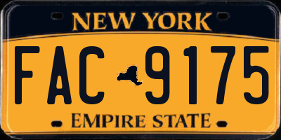 NY license plate FAC9175