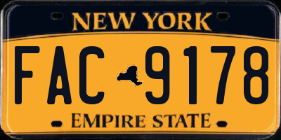 NY license plate FAC9178