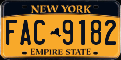 NY license plate FAC9182