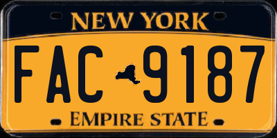 NY license plate FAC9187