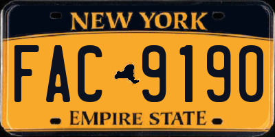 NY license plate FAC9190