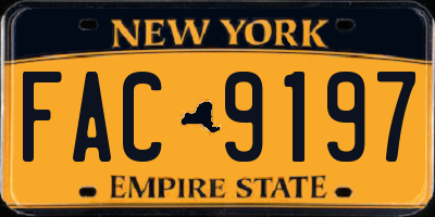 NY license plate FAC9197