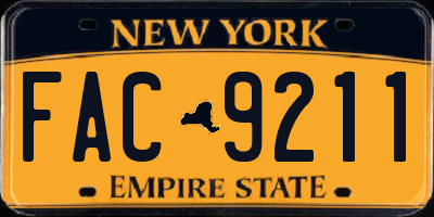 NY license plate FAC9211