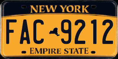 NY license plate FAC9212