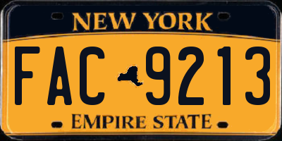 NY license plate FAC9213