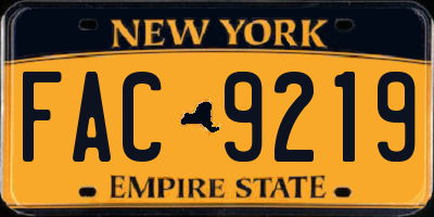 NY license plate FAC9219