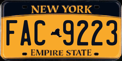 NY license plate FAC9223