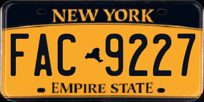NY license plate FAC9227