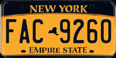 NY license plate FAC9260