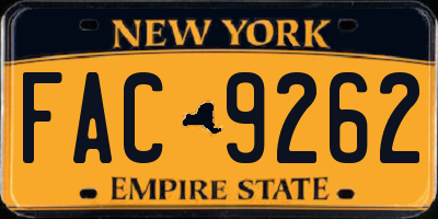 NY license plate FAC9262