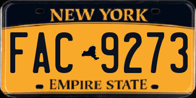 NY license plate FAC9273