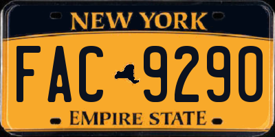 NY license plate FAC9290