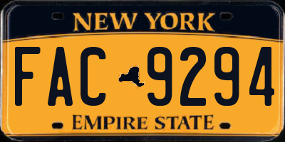 NY license plate FAC9294