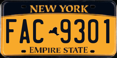 NY license plate FAC9301