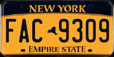 NY license plate FAC9309