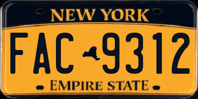 NY license plate FAC9312