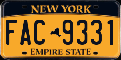 NY license plate FAC9331