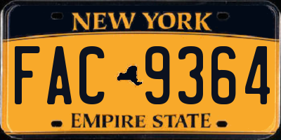 NY license plate FAC9364