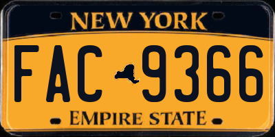NY license plate FAC9366