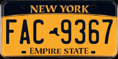 NY license plate FAC9367
