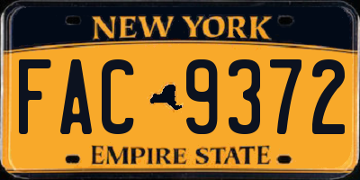 NY license plate FAC9372