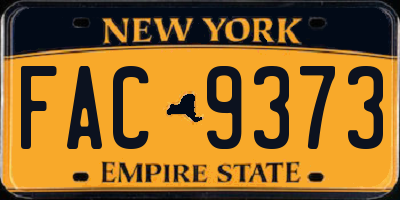 NY license plate FAC9373