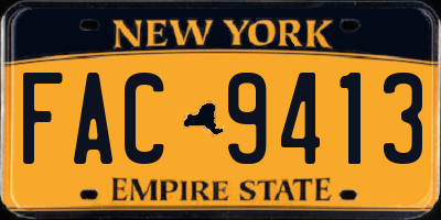NY license plate FAC9413