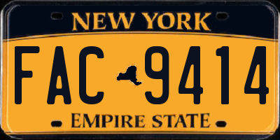 NY license plate FAC9414
