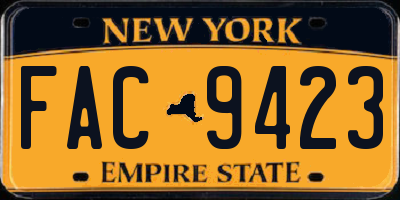 NY license plate FAC9423