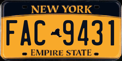 NY license plate FAC9431