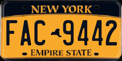 NY license plate FAC9442