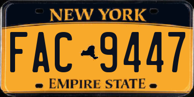 NY license plate FAC9447