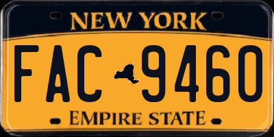 NY license plate FAC9460