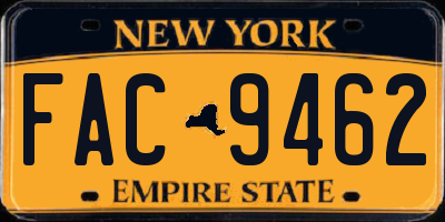 NY license plate FAC9462