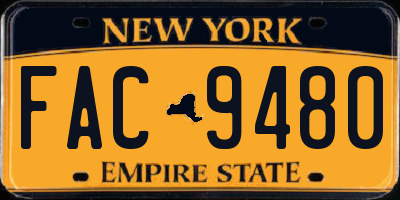 NY license plate FAC9480